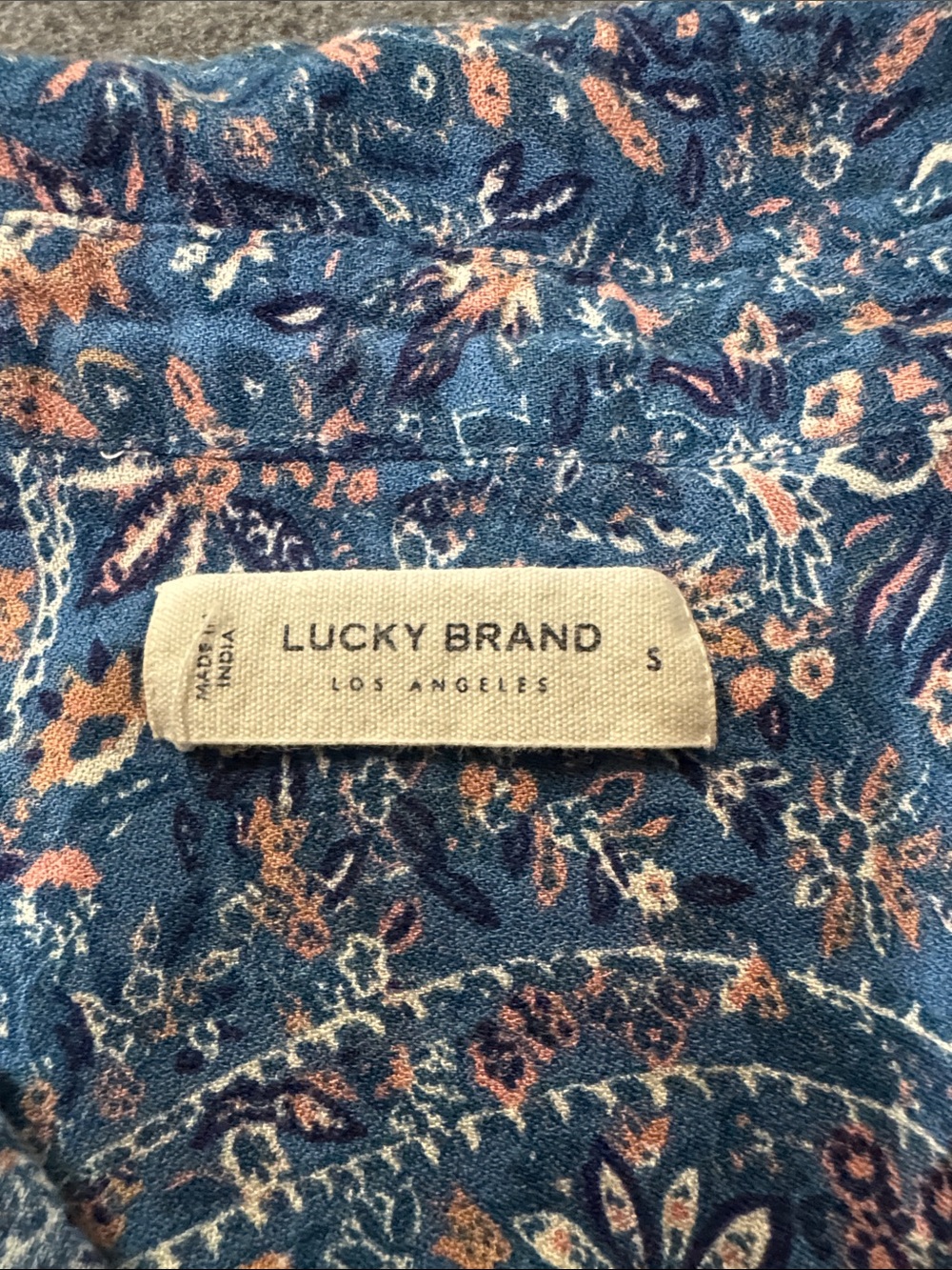 Lucky Brand Blue Paisley Floral Button-Front Blouse - Picture 2 of 2
